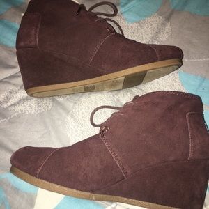Dark Brown TOMS Wedge Booties